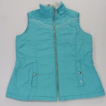 Adiktd RN#100306 Women's Turquoise Full Zip Sleeveless Vest Size Medium image 11