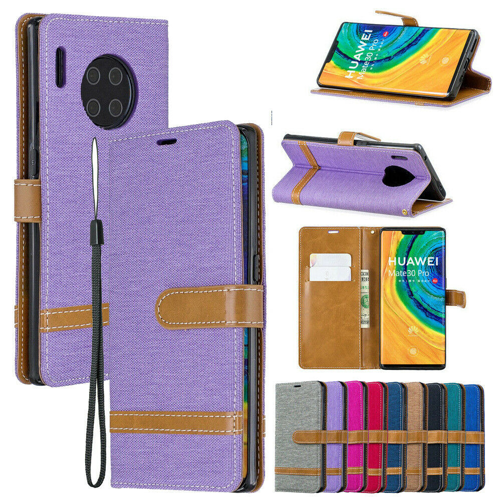 For Huawei P40 Lite P30 P20 30 20 Pro Canvas Leather FLIP MAGNETIC case cover