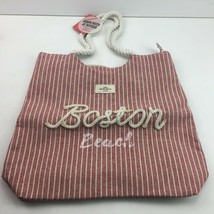 Boston Beach Bag Rope Handles Nautical Red Tote Robin Ruth Be Noticed Or... - $29.99