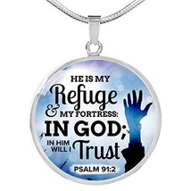 Express Your Love Gifts Christian Gift Psalm 91:2 Bible Verse Circle Necklace En - £51.76 GBP