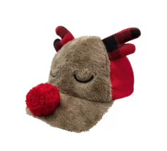 NEW Baby Christmas Reindeer Baseball Hat faux fur brown plush w/ 3D ears &amp; nose - £8.72 GBP