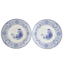 c1850 Mayer &quot;The Gem&quot; Bue Transferware Dinner Plates 10.25&quot; Pair - $74.05