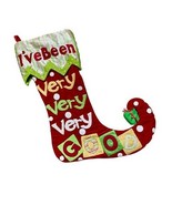 Christmas Stocking Long Pixie Elf Toe I’ve Been Very Very Very Good Pres... - $13.86