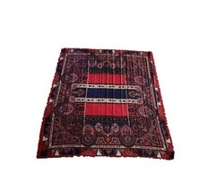 Vintage Carlisle(?) Woolen Woven Big Square 50&quot;X50&quot; Shawl Scarf Red,blue... - $138.60