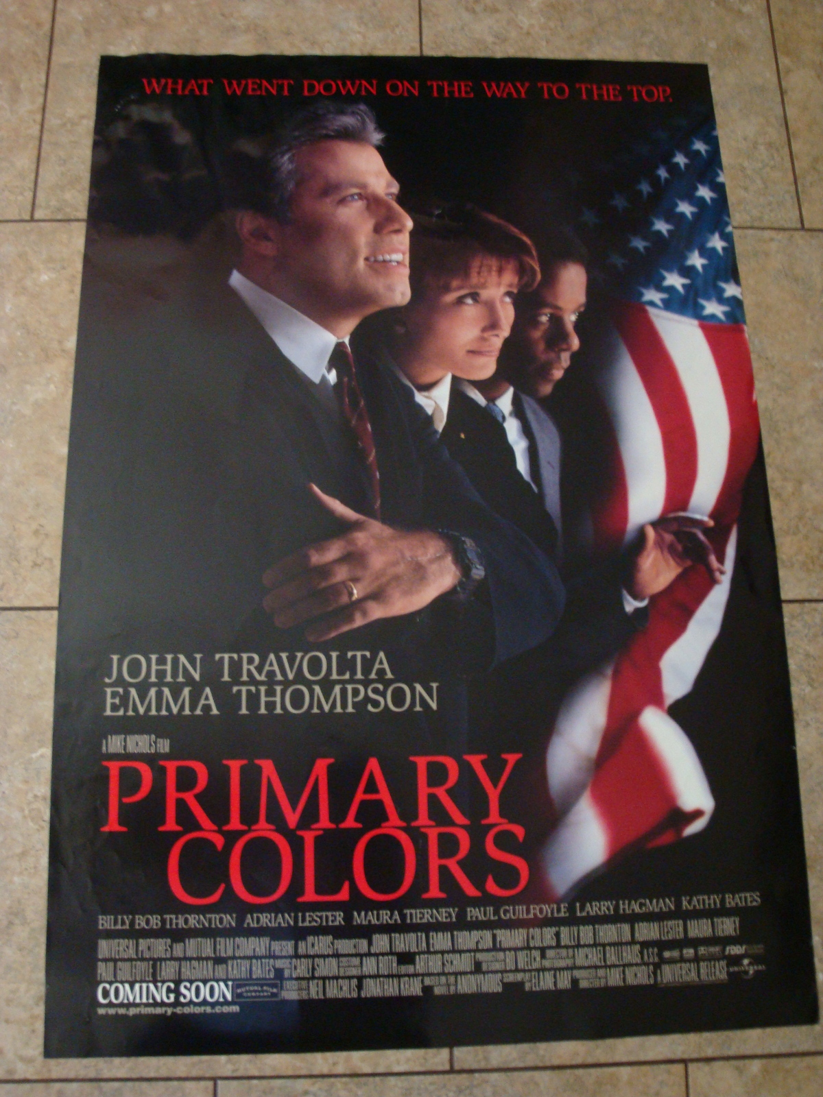 PRIMARY COLORS - MOVIE POSTER WITH JOHN TRAVOLTA &amp; EMMA THOMPSON - $4.00