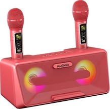 MASINGO Presto G2 Karaoke Machine – 2 Wireless Mics, 15W Speaker - Pink - $35.96