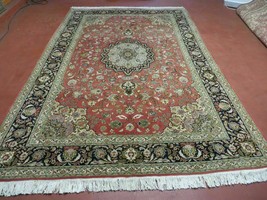 Top Quality Oriental Rug 7x10 Vintage Handmade Fine Authentic Wool Silk Floral - £3,453.88 GBP