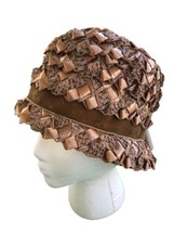 Vtg Straw Woven Cloche Hat Flapper Style Vintage Retro Downtown Abbey Elegant - £19.72 GBP