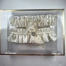 Wedding Garter Set Ivory Satin with Rhinestone Decor Beverly Clark 1 Kee... - £15.13 GBP