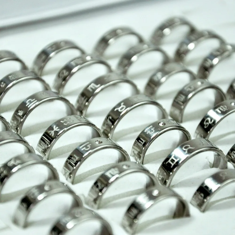 100Pcs Fashion Jewelry Constellation Style Stainless Steel Women Rings Men Ring  - £125.73 GBP
