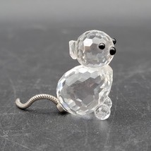 Vintage Swarovski Crystal Glass Cat Black Eyes Flexible Tail (Block Logo... - $19.79