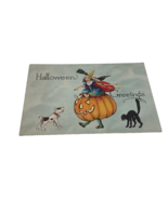 1915 Antique Halloween Postcard Witch, Broom, Jack-O-Lantern, Black Cat - £69.33 GBP