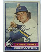 Charlie Moore Signed Autographed 1976 Topps Baseball Card - Milwaukee Br... - $275.62 MXN