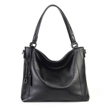 Zency Soft Skin 100% Leather Fashion Women Shoulder Bag Black Handbag Large Capa - £93.44 GBP