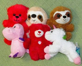 Assorted Mini Plush Lot Of 6 Unicorn Sloth Teddy Bear Hippo Stuffed Animals Toy - £8.46 GBP