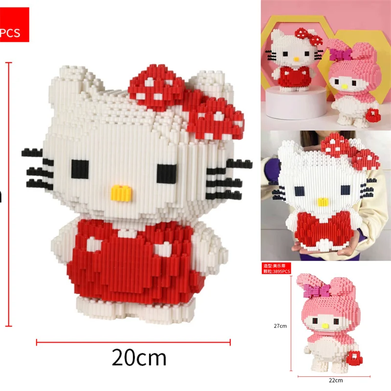 Sanrio Kawaii Hello Kitty Small Particle Assembled Building Block Toys Kuromi - £16.74 GBP+