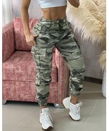 Spring Summer Camouflage Print Drawstring Pocket Design Cargo Pants - $56.95