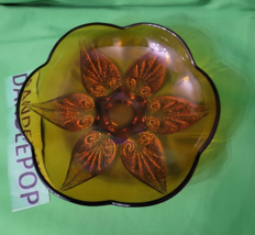 Anchor Hocking Renaissance Amber Glass Sunflower Embossed Pattern Serving Plate - £31.84 GBP