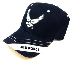 Black White United States Us Air Force Wings Logo Hat Cap Adjustable Retro Usaf - £7.43 GBP