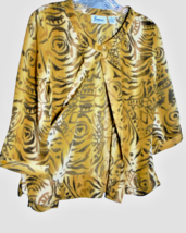 Joanna Petite Women&#39;s Size PM Gold Brown Animal Print Open Blouse 3/4 Sl... - $7.87