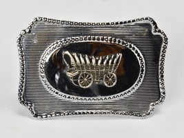 Vintage Conestoga Wagon Belt Buckle Silver Toned Western  - £18.10 GBP
