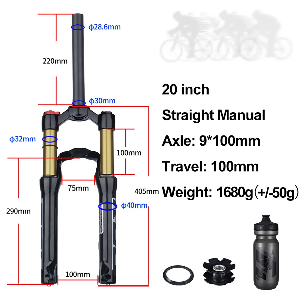 BOLANY 24inch/20inch Suspension Air Fork Quick Release/through Axle 28.6mm(1-1/8 - £239.94 GBP