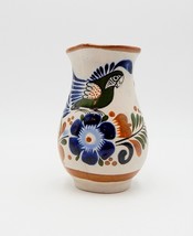 Tonala Mexico Pottery Pitcher Creamer Green Quail Bird Flower 5 Inch Signed - $24.99