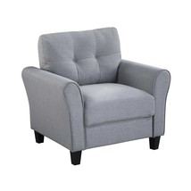 35" Modern Living Room Armchair Linen Upholstered Couch Light Grey-Blue 1-Seat - $7,719.22 MXN