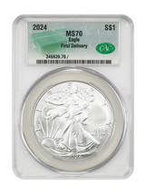 2024 $1 Silver Eagle CACG MS70 First Delivery (Monster Box Label) - $66.20