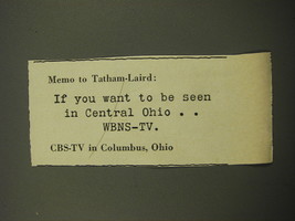 1959 WBNS-TV TV Station Advertisement - Memo to Tatham-Laird - £14.85 GBP