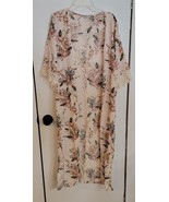 Womens S Jodifl Multicolor Floral Pattern Cream Open Kimono Robe or Beac... - $349.79 MXN