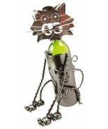 Sitting Feline Kitty Cat Pet Hand Made Metal Wine Bottle Holder Caddy Decor - €30,72 EUR
