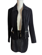 VTG 90s Sostanza Womens Black Velvet Jacket &amp; Mini Skirt Set M - £30.78 GBP