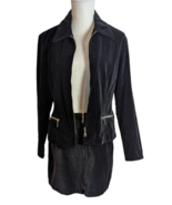 VTG 90s Sostanza Womens Black Velvet Jacket &amp; Mini Skirt Set M - £30.40 GBP