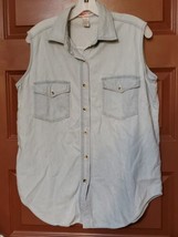 Vintage Denim Kikomo Wear Sleeveless Button Up Shirt Size Medium - £9.48 GBP