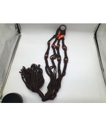 Vintage Macramé Plant Hanger – 46″ Brown Cord • Orange Butterfly Bead • ... - €46,43 EUR