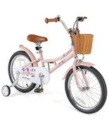 18 Inch Kids Bike Retro Bicycle with Adjustable Height and Basket for Ag... - €186,32 EUR