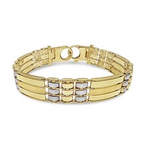 10k Two Tone Gold Link Bracelet Mens 12mm 8.5&quot; - £1,433.00 GBP