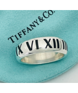 Size 7 Tiffany Atlas Ring in Black Enamel and Sterling Silver Mens Unisex - $249.00