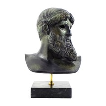 Neptune Poseidon of Artemision God Bust Real Bronze Metal Art Sculpture Statue - £350.35 GBP