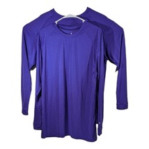 Mens Purple Long Sleeve Performance Shirt Size L Large Plain Blank Worko... - $28.73