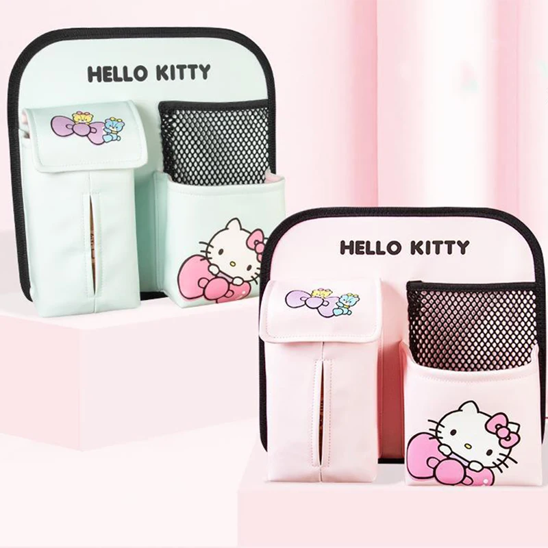 Sanrio Kawaii Hello Kitty Car Storage Bags Anime Cartoon Lovely Fashion - £22.09 GBP