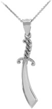 Polished 925 Sterling Silver Islamic Scimitar Sword Pendant Necklace 18 inches - £73.39 GBP