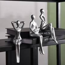 The Quoowiit Thinker Statue Office Decor Desk Decor, Silver Decor Art Sculpture - £29.84 GBP