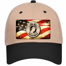 POW MIA With USA Flag Novelty Khaki Mesh License Plate Hat - £22.80 GBP