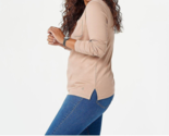 Isaac Mizrahi Essentials Pima Cotton Long Sleeve Top w/ Pocket- CAPPUCCI... - $19.79
