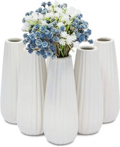 White Ceramic Flower Vases For Home Décor (1.4 X 5.9 Inches, 6 Pack) - £28.94 GBP