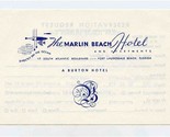 The Marlin Beach Hotel Brochure Fort Lauderdale Florida 1956 - $27.72