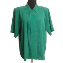 Yves St. Clair 14 vintage blouse Button Up Embroidered Green - £27.52 GBP