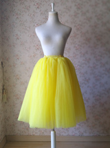Yellow Fluffy Midi Tulle Skirt Outfit Women Custom Plus Size A-line Tulle Skirt image 10